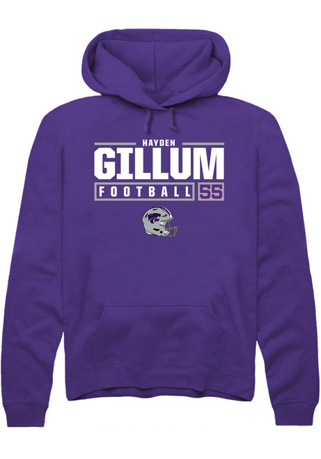 Hayden Gillum Rally Mens Purple K-State Wildcats NIL Stacked Box Hooded Sweatshirt