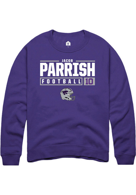 Jacob Parrish Rally Mens Purple K-State Wildcats NIL Stacked Box Crew Sweatshirt
