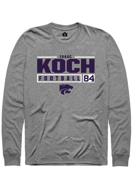 Isaac Koch Rally Mens Graphite K-State Wildcats NIL Stacked Box Tee