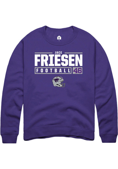 Jace Friesen Rally Mens Purple K-State Wildcats NIL Stacked Box Crew Sweatshirt