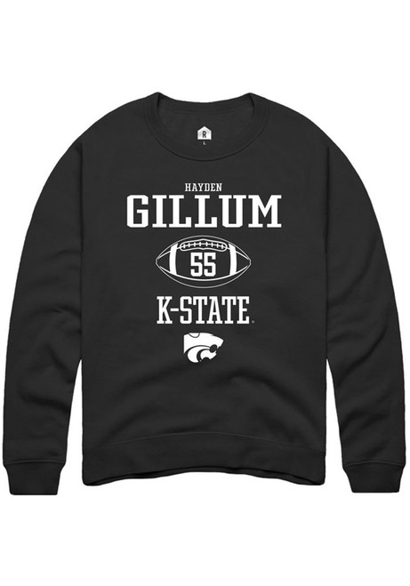 Hayden Gillum Rally Mens Black K-State Wildcats NIL Sport Icon Crew Sweatshirt