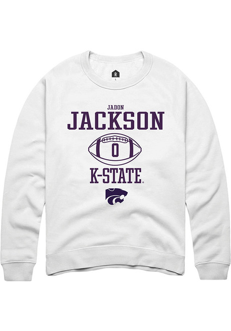 Jadon Jackson Rally Mens White K-State Wildcats NIL Sport Icon Crew Sweatshirt