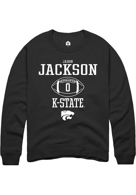 Jadon Jackson Rally Mens Black K-State Wildcats NIL Sport Icon Crew Sweatshirt