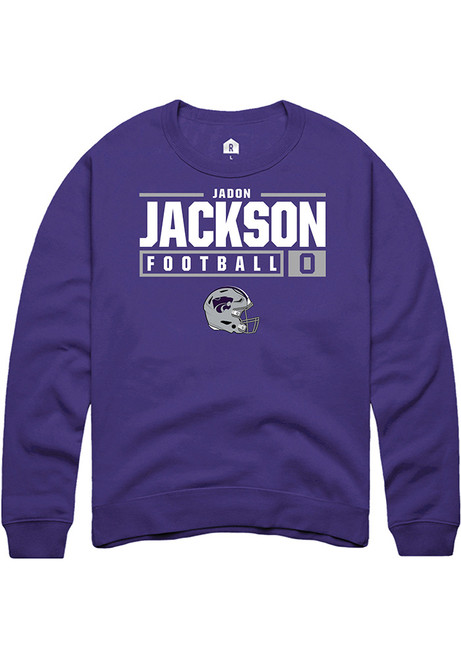 Jadon Jackson Rally Mens Purple K-State Wildcats NIL Stacked Box Crew Sweatshirt