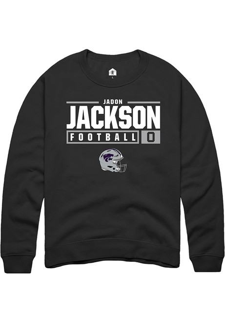 Jadon Jackson Rally Mens Black K-State Wildcats NIL Stacked Box Crew Sweatshirt