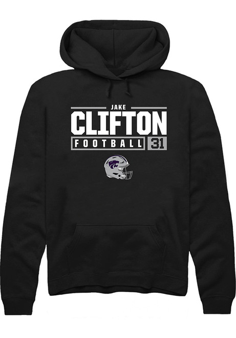 Jake Clifton Rally Mens Black K-State Wildcats NIL Stacked Box Hooded Sweatshirt