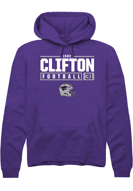 Jake Clifton Rally Mens Purple K-State Wildcats NIL Stacked Box Hooded Sweatshirt