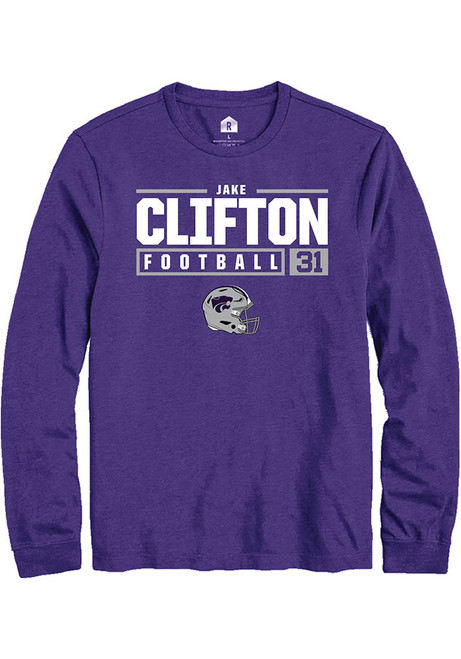 Jake Clifton Rally Mens Purple K-State Wildcats NIL Stacked Box Tee
