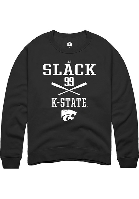 JJ Slack Rally Mens Black K-State Wildcats NIL Sport Icon Crew Sweatshirt