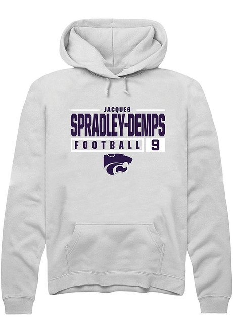 Jacques Spradley-Demps Rally Mens White K-State Wildcats NIL Stacked Box Hooded Sweatshirt