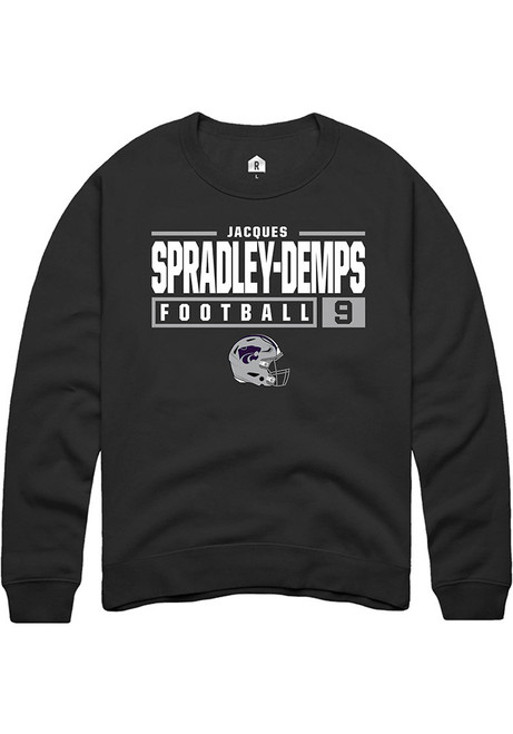 Jacques Spradley-Demps Rally Mens Black K-State Wildcats NIL Stacked Box Crew Sweatshirt