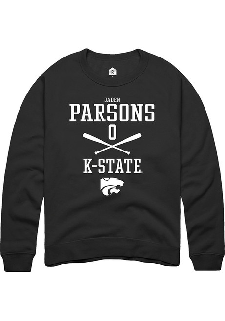 Jaden Parsons Rally Mens Black K-State Wildcats NIL Sport Icon Crew Sweatshirt