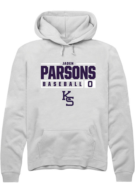 Jaden Parsons Rally Mens White K-State Wildcats NIL Stacked Box Hooded Sweatshirt