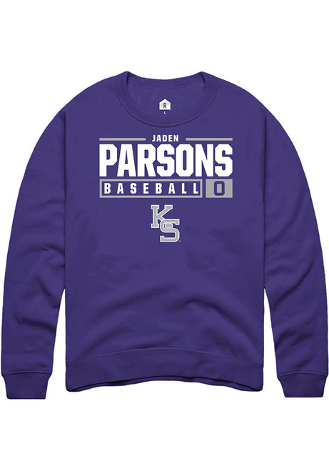 Jaden Parsons Rally Mens Purple K-State Wildcats NIL Stacked Box Crew Sweatshirt