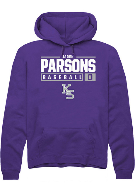 Jaden Parsons Rally Mens Purple K-State Wildcats NIL Stacked Box Hooded Sweatshirt