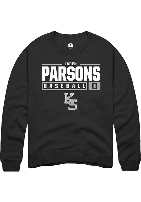 Jaden Parsons Rally Mens Black K-State Wildcats NIL Stacked Box Crew Sweatshirt