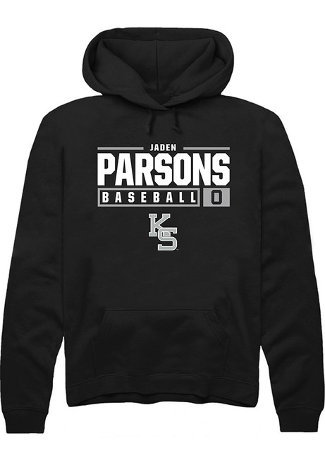 Jaden Parsons Rally Mens Black K-State Wildcats NIL Stacked Box Hooded Sweatshirt