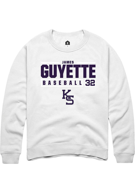 James Guyette Rally Mens White K-State Wildcats NIL Stacked Box Crew Sweatshirt