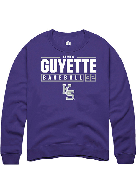 James Guyette Rally Mens Purple K-State Wildcats NIL Stacked Box Crew Sweatshirt