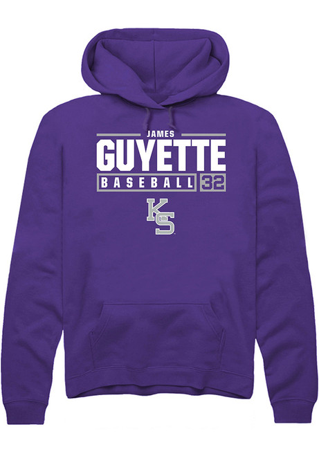 James Guyette Rally Mens Purple K-State Wildcats NIL Stacked Box Hooded Sweatshirt