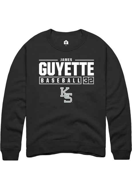 James Guyette Rally Mens Black K-State Wildcats NIL Stacked Box Crew Sweatshirt