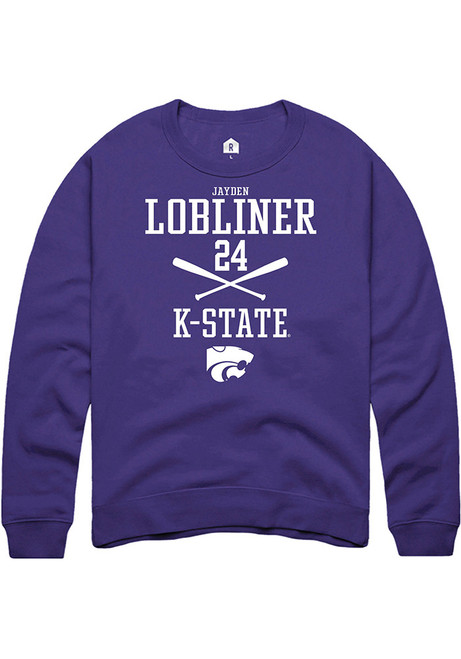 Jayden Lobliner Rally Mens Purple K-State Wildcats NIL Sport Icon Crew Sweatshirt