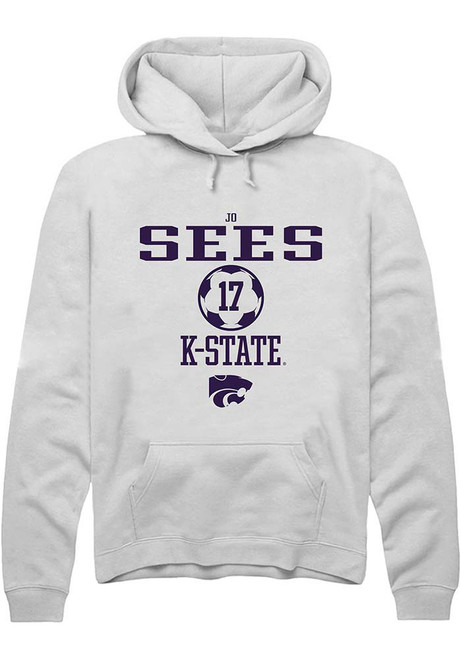 Jo Sees Rally Mens White K-State Wildcats NIL Sport Icon Hooded Sweatshirt