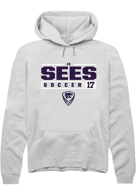 Jo Sees Rally Mens White K-State Wildcats NIL Stacked Box Hooded Sweatshirt