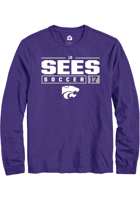 Jo Sees Rally Mens Purple K-State Wildcats NIL Stacked Box Tee