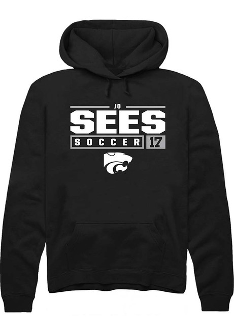 Jo Sees Rally Mens Black K-State Wildcats NIL Stacked Box Hooded Sweatshirt