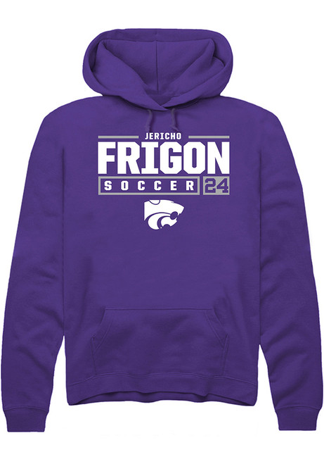 Jericho Frigon Rally Mens Purple K-State Wildcats NIL Stacked Box Hooded Sweatshirt