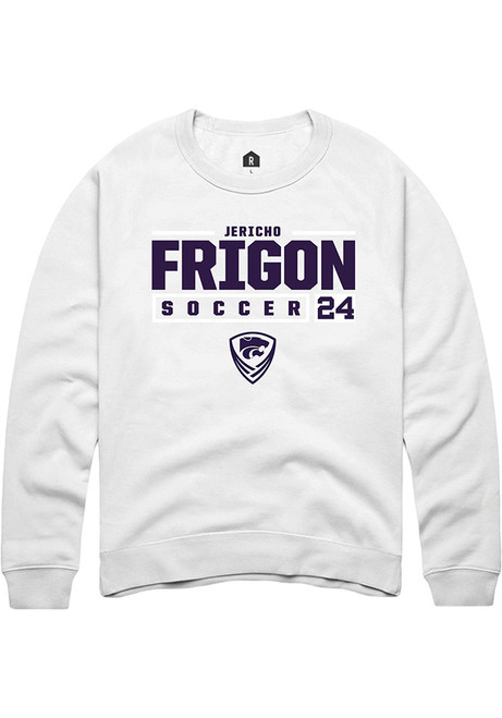 Jericho Frigon Rally Mens White K-State Wildcats NIL Stacked Box Crew Sweatshirt