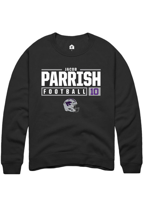 Jacob Parrish Rally Mens Black K-State Wildcats NIL Stacked Box Crew Sweatshirt
