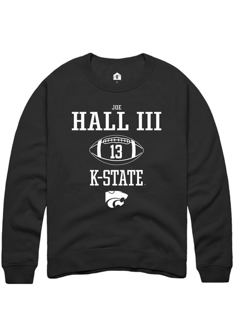 Joe Hall III Rally Mens Black K-State Wildcats NIL Sport Icon Crew Sweatshirt