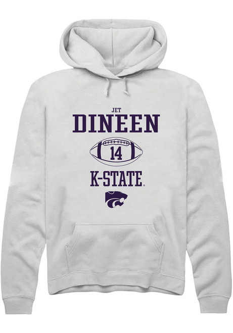 Jet Dineen Rally Mens White K-State Wildcats NIL Sport Icon Hooded Sweatshirt