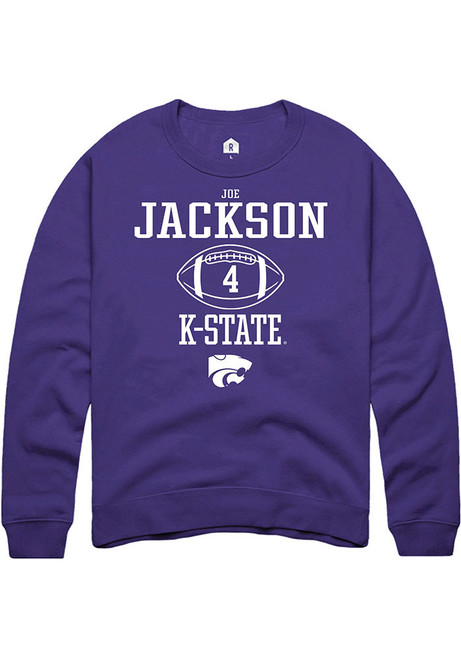 Joe Jackson Rally Mens Purple K-State Wildcats NIL Sport Icon Crew Sweatshirt