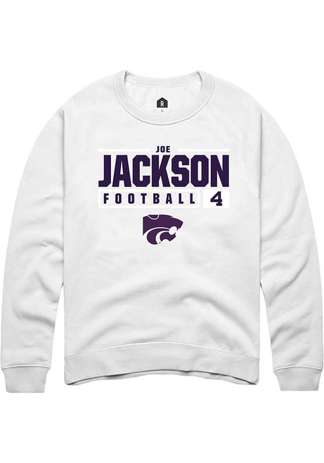 Joe Jackson Rally Mens White K-State Wildcats NIL Stacked Box Crew Sweatshirt
