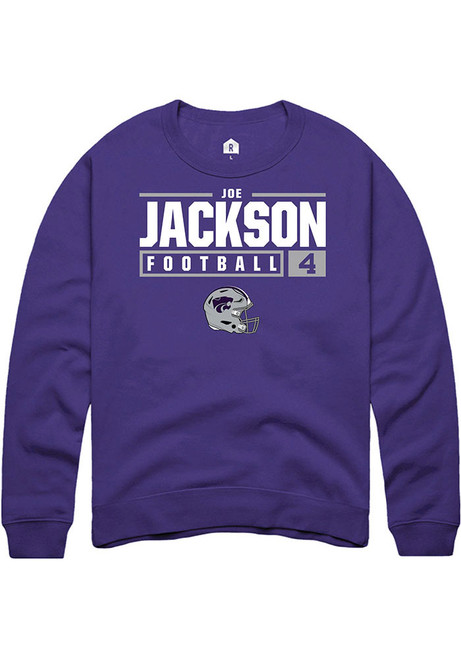 Joe Jackson Rally Mens Purple K-State Wildcats NIL Stacked Box Crew Sweatshirt