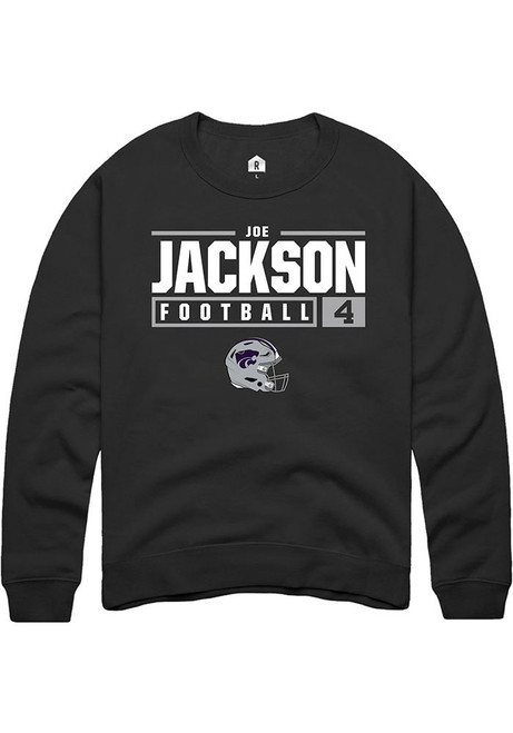 Joe Jackson Rally Mens Black K-State Wildcats NIL Stacked Box Crew Sweatshirt