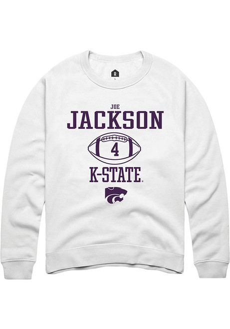 Joe Jackson Rally Mens White K-State Wildcats NIL Sport Icon Crew Sweatshirt