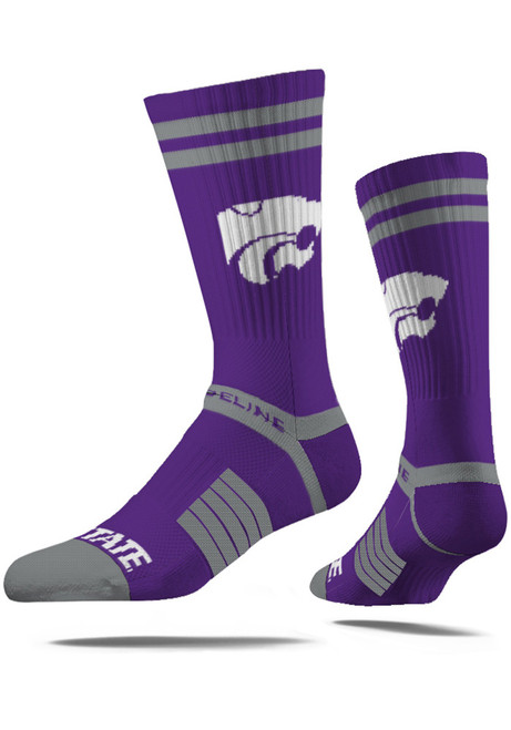 K-State Wildcats Strideline Fashion Logo Premium Knit Mens Crew Socks - Purple