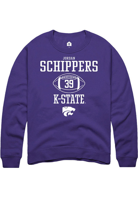 Jordan Schippers Rally Mens Purple K-State Wildcats NIL Sport Icon Crew Sweatshirt