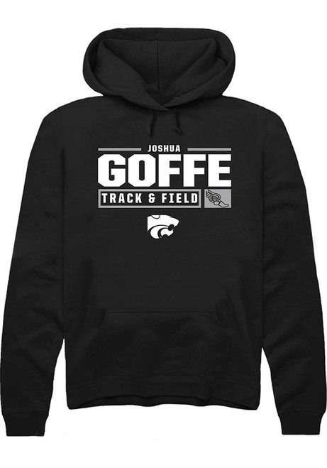 Joshua Goffe Rally Mens Black K-State Wildcats NIL Stacked Box Hooded Sweatshirt