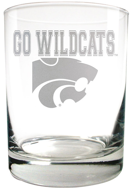 White K-State Wildcats 14oz Laser Rock Glass