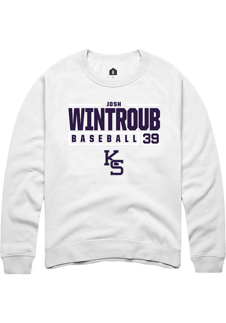 Josh Wintroub Rally Mens White K-State Wildcats NIL Stacked Box Crew Sweatshirt
