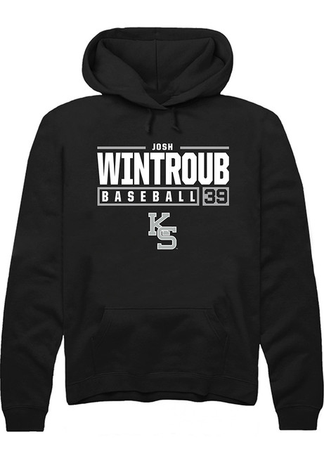 Josh Wintroub Rally Mens Black K-State Wildcats NIL Stacked Box Hooded Sweatshirt