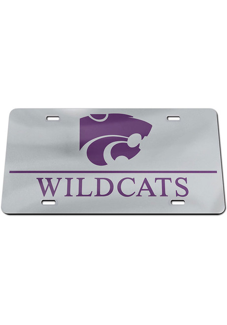 K-State Wildcats Silver  Mascot Wordmark License Plate