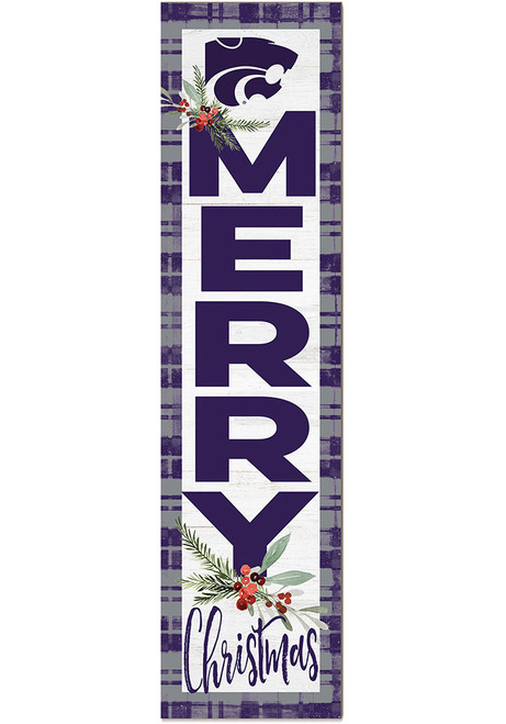 Purple K-State Wildcats 11x46 Merry Christmas Leaning Sign
