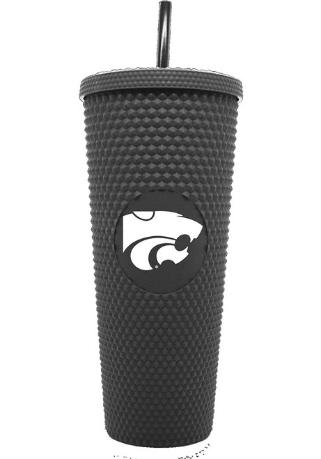 Black K-State Wildcats 24oz Black Studded Straw Tumbler