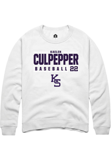 Kaelen Culpepper Rally Mens White K-State Wildcats NIL Stacked Box Crew Sweatshirt